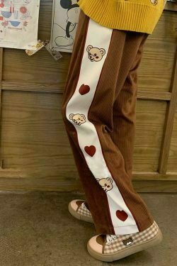 aesthetic clothes style & 8211 bear print stripe pants 6877