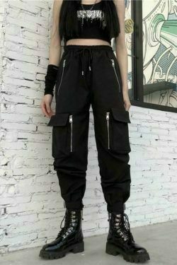 aesthetic clothes style & 8211 big pockets punk pants 6153