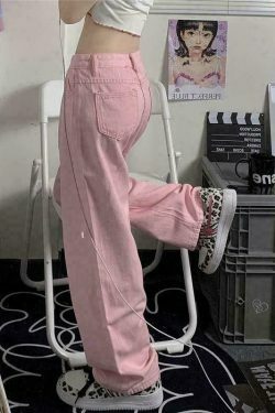 aesthetic clothes style & 8211 y2k baggy pink denim pants 6827