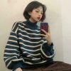 aesthetic fashion trending & 8211 korean vintage striped sweater 1104