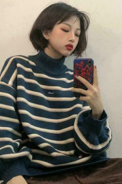 aesthetic fashion trending & 8211 korean vintage striped sweater 1104