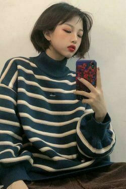 aesthetic fashion trending & 8211 korean vintage striped sweater 6850