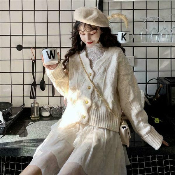 aesthetic fashion trending & 8211 soft girl white cardigan sweater 2177