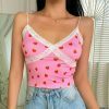 aesthetic strawberry pink lace crop top & 8211 summer tank 4747