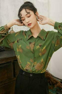 aesthetic style trend & 8211 vintage elegant green blouse 1268