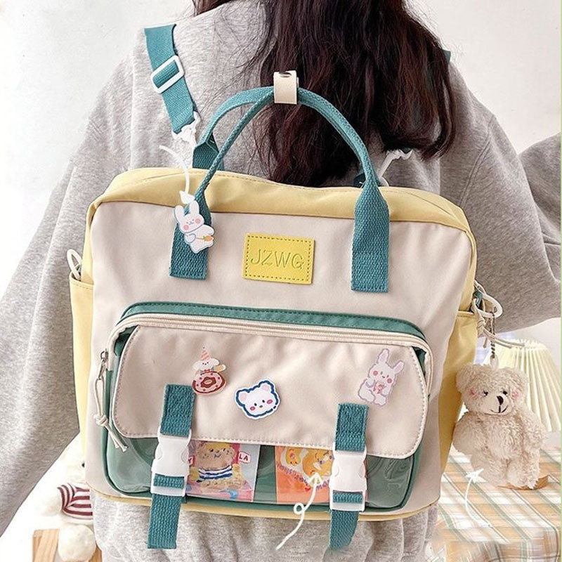 back to school & 8211 backpacks for school teens girls boys women men & 8211 preppy large capacity nylon female student backpack fashion school bag for women shoulder bags kawaii harajuku panelled book b