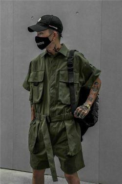 black cargo pants men& 8217s overall jumpsuit & 8211 japanese streetwear techwear 6728