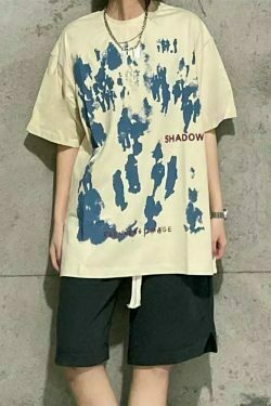 blue shadow figures graphic print t shirt & 8211 retro vintage aesthetic oversized unisex tee 6277