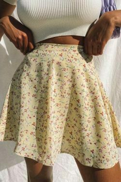 boho floral print high waist pleated skirt & 8211 summer party mini skirt for women 8554