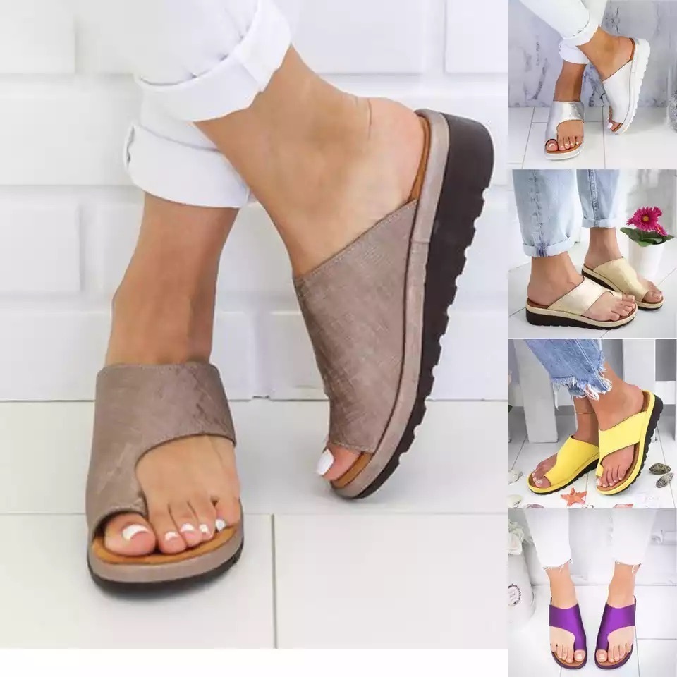 comfy platform flat sandals for women & 8211 orthopedic bunion corrector 8496