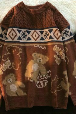 cute bear oversize knitting sweater tops & 8211 autumn pullover 8069