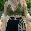 cute casual y2k cute sweet crop top lace backless v neck mini vest 1838