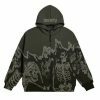 flaming skeletons print oversized zip up hoodie & 8211 y2k streetwear 7914