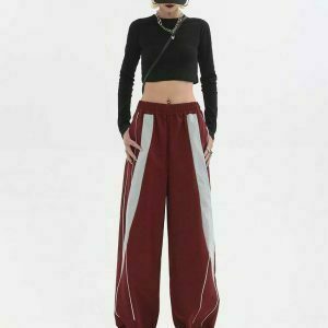 harajuku y2k vintage red sweatpants & 8211 elastic waist & 038 baggy fit 5056