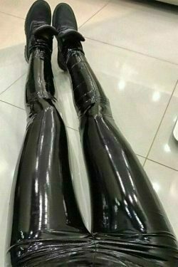 high waist black leather skinny leggings for women 7935