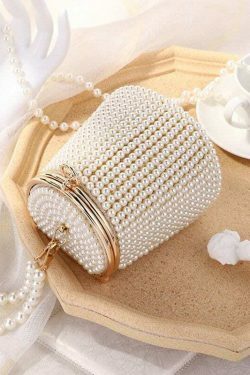 pearl chain beaded wedding clutch with crystal weave 2989