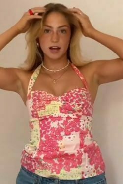 pink floral halter top & 8211 backless beach corset & 8211 women& 8217s summer streetwear 7751