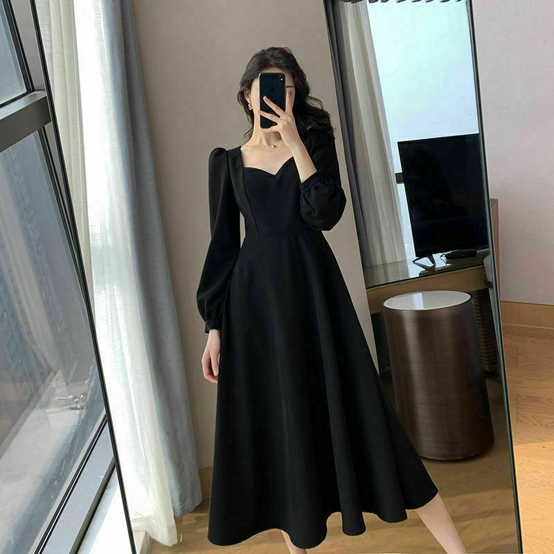 retro black sexy dress & 8211 long sleeve casual kawaii clothes 5537