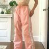 side stripe cargo pants y2k patchwork pink zipper sweatpants baggy women pink cute sporty joggers streetwear fashion 4453