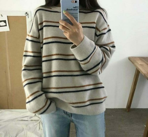 soft girl striped sweater  vintage indie clothes 3775