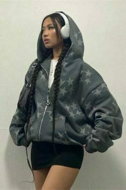 star print zip up y2k hoodie & 8211 harajuku streetwear 5274