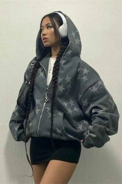 star print zip up y2k hoodie & 8211 harajuku streetwear 5471