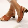 summer platform sandals retro medium heel sandalias for women 8707