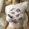 vintage clothing & 8211 dinosaur graphic slim crop tee 2806