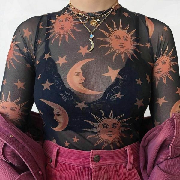 vintage clothing & 8211 sun moon stars mesh blouse 6777