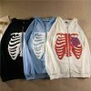 vintage skeleton print anime emo oversized hoodies female zipup long sleeve woman clothes sweatshirt y2k aesthetic autumn grunge & 8211 hoodies & 038 sweatshirts 2792