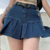 women jeans skirts high waist pleated skirts zipper mini skirts summer new 90s streetwear bottom y2k skinny blue skirt & 8211 skirts 3837