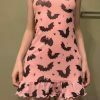 y2k aesthetic bat print pink slip dress with lace trim & 8211 streetwear 3094