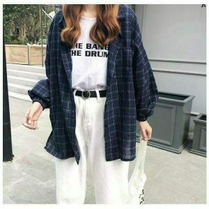 y2k aesthetic fashion & 8211 retro plaid shirt 6456