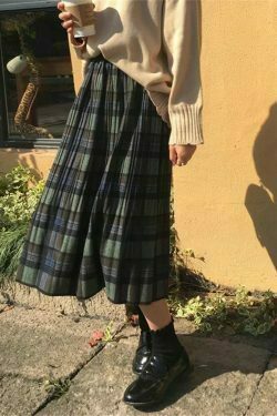 y2k aesthetic outfits vintage wool pleated plaid skirt women high waist long skirt autumn winter harajuku female party skirt streetwear 3901