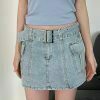 y2k aesthetic streetwear denim skirt with cargo pockets 6410