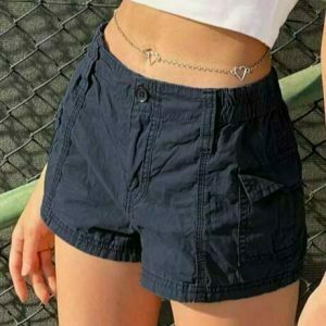 y2k cargo mini shorts with low waist and pockets 5408