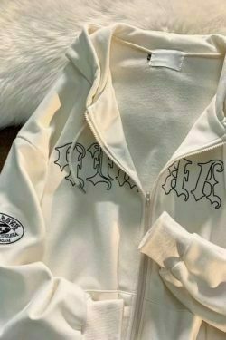 y2k embroidered anime hoodie & 8211 full zip unisex 1129