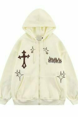 y2k flame embroidered harajuku hoodie zip up sweatshirt 7750