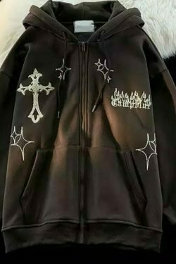 y2k flame embroidered hoodie sweatshirt jacket & 8211 unisex 2624