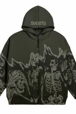 y2k gothic skeleton zip up hoodie & 8211 gothic aesthetic fashion 7887