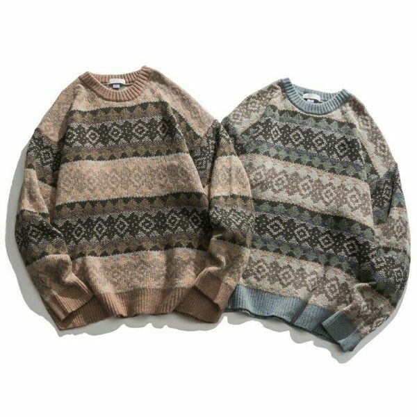 y2k gray knitted sweatshirt & 8211 retro harajuku style 1900