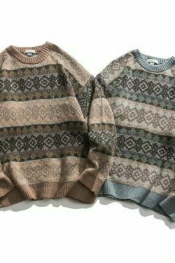 y2k gray knitted sweatshirt & 8211 retro harajuku style 2146