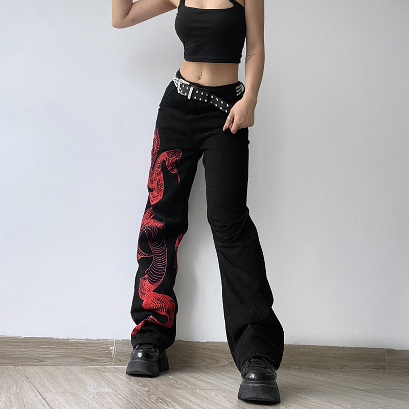 y2k grunge dragon printed baggy jeans & 8211 high waist streetwear & 8211 jeans 5729