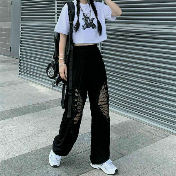 y2k harajuku retro casual hollow butterfly cargo pants 4676