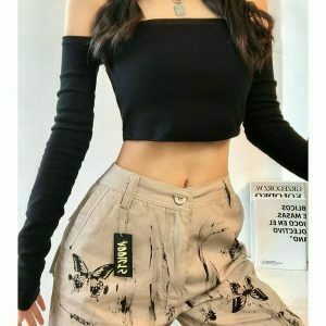 y2k high waist butterfly cargo pants for women 4760