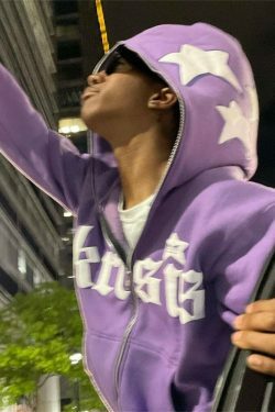 y2k hoodie for men & 038 women & 8211 purple star print & 038 oversized zip up 1558