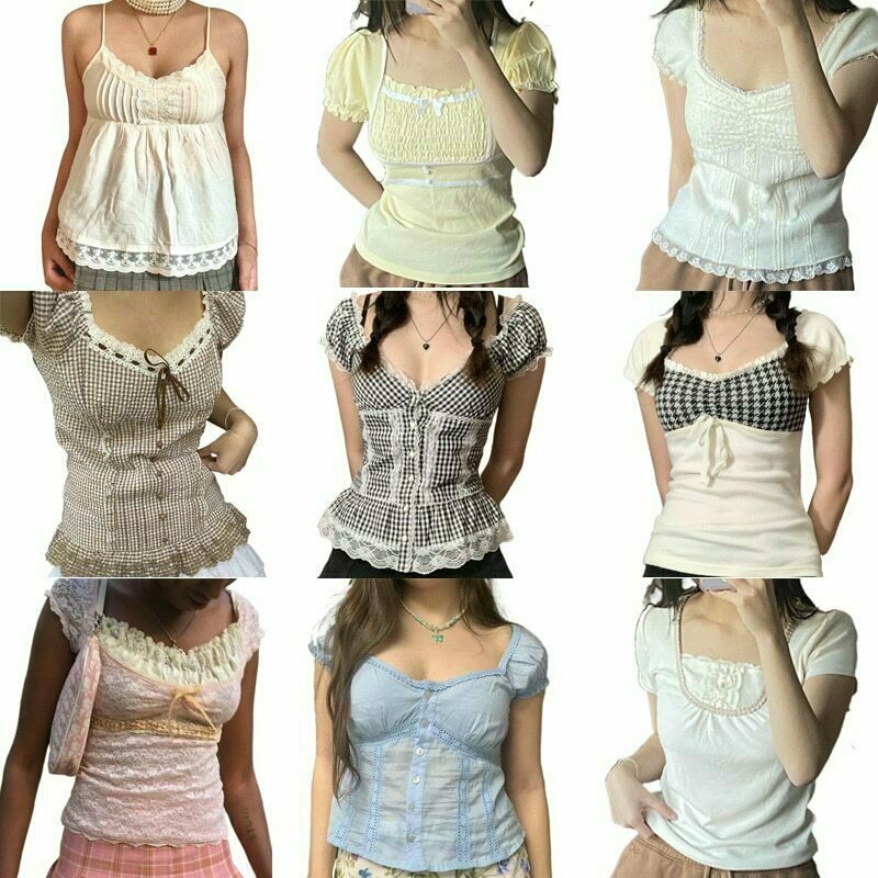 y2k lace trim crop top & 8211 retro aesthetic vintage clothes 3577