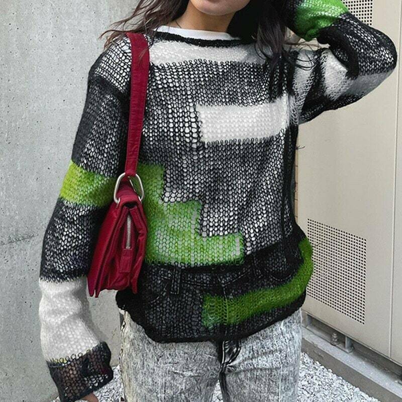 y2k loose knitted sweater pullovers women fashion oversized sweater top 4615