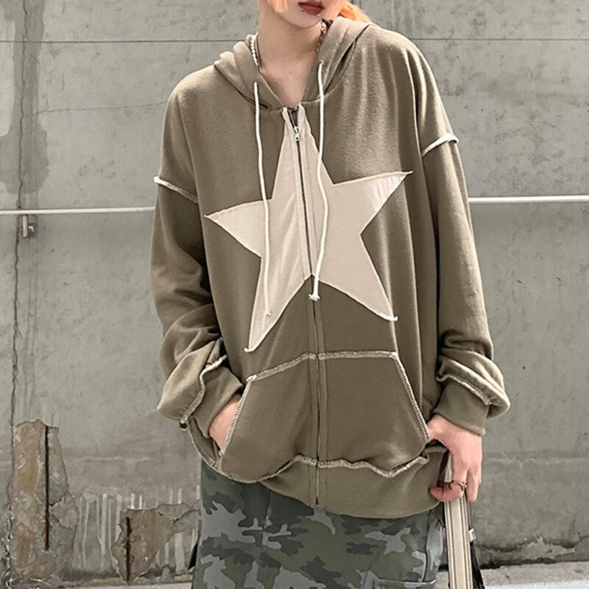 y2k patchwork star oversized hoodie 6915