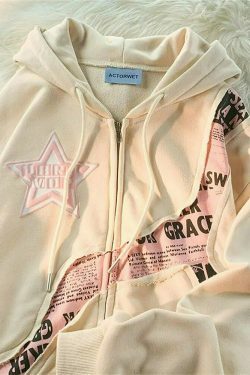 y2k pink star print oversized hoodie 4170